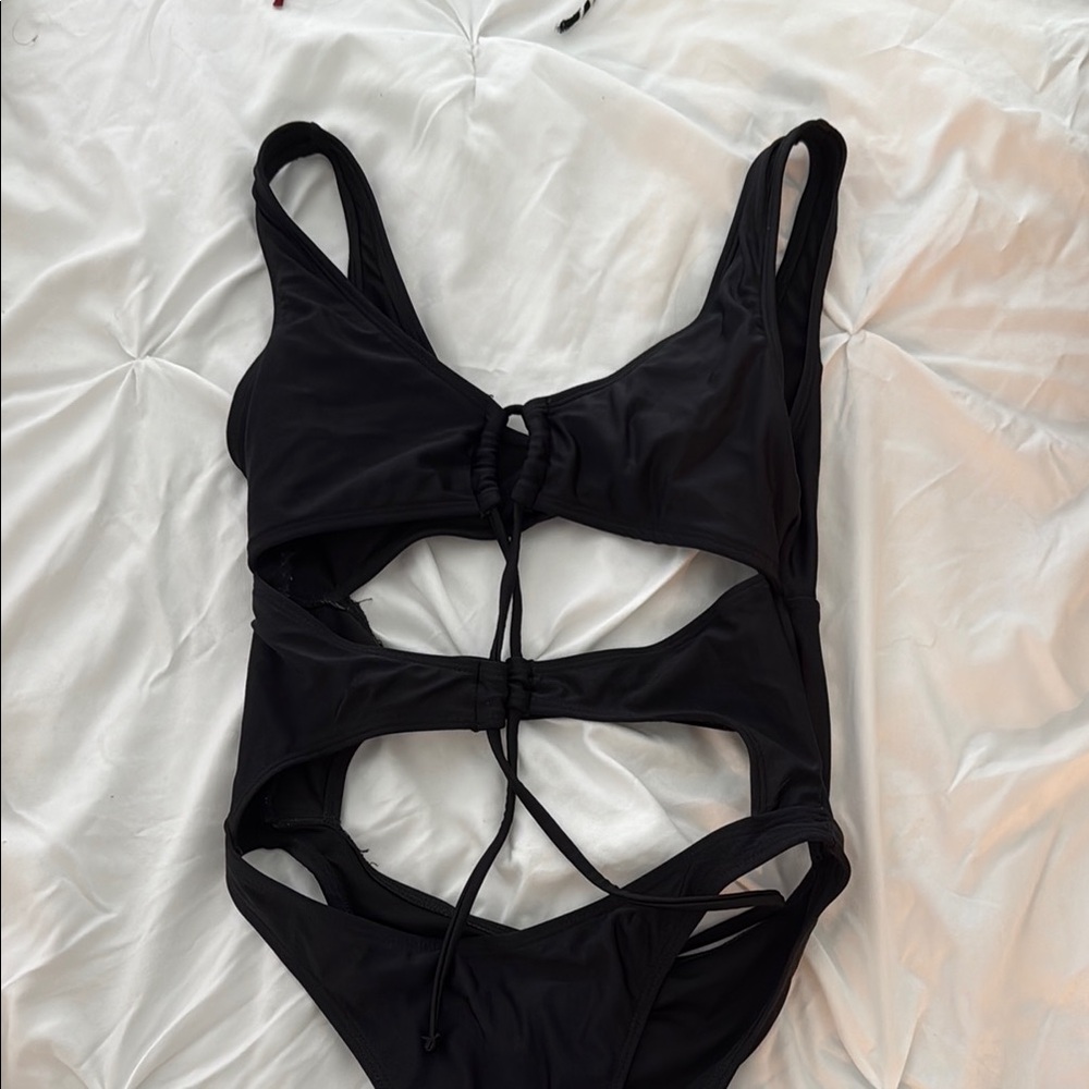 Black Criss Cross One Piece Bathing Suit